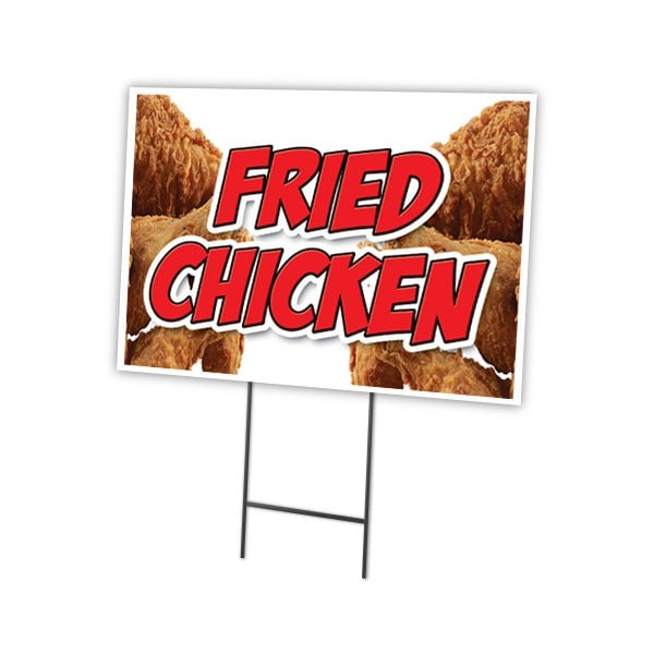 Signmission Fried Chicken Yard Sign & Stake outdoor plastic coroplast window, C-1216-DS-Fried Chicken C-1216-DS-Fried Chicken - main